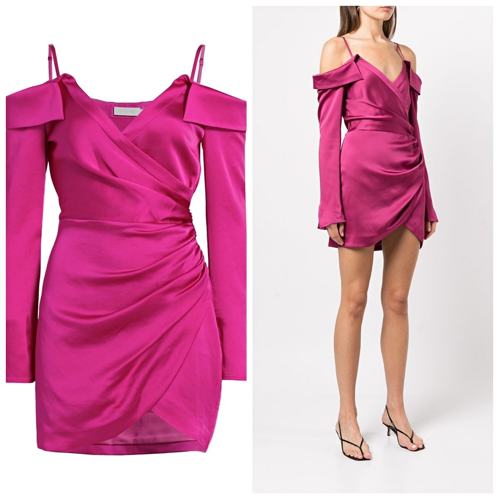 SIMKHAI Edna Off-The-Shoulder Wrap Minidress